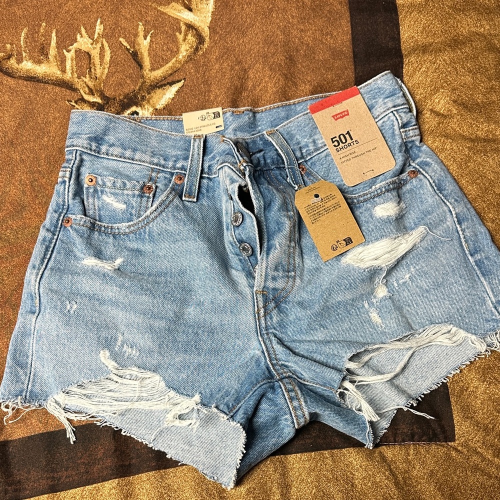 Levi's Light Blue Distressed Jean Shorts
